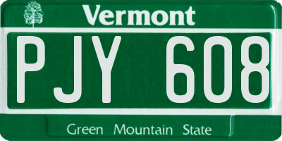 VT license plate PJY608