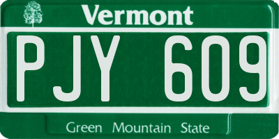 VT license plate PJY609