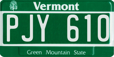 VT license plate PJY610