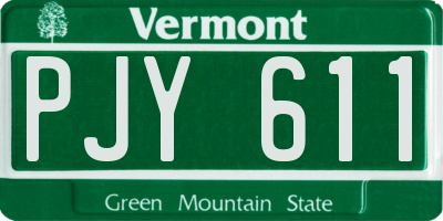VT license plate PJY611