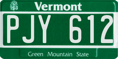 VT license plate PJY612