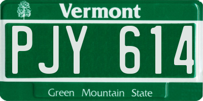 VT license plate PJY614
