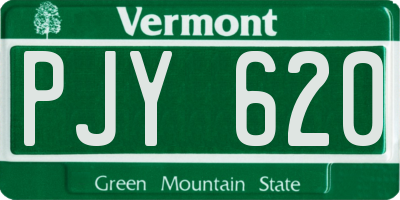 VT license plate PJY620