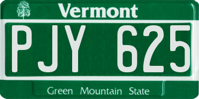 VT license plate PJY625