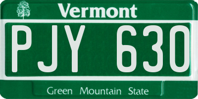 VT license plate PJY630
