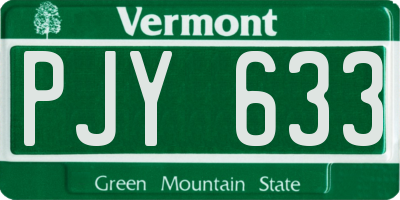 VT license plate PJY633