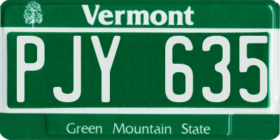 VT license plate PJY635