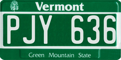 VT license plate PJY636
