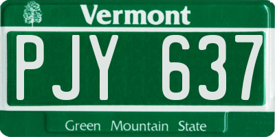 VT license plate PJY637