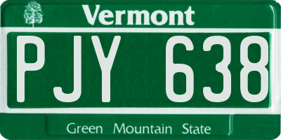 VT license plate PJY638