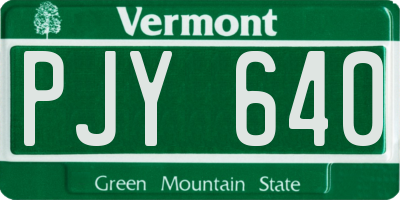 VT license plate PJY640