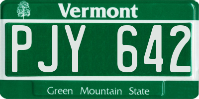 VT license plate PJY642