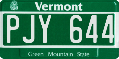 VT license plate PJY644