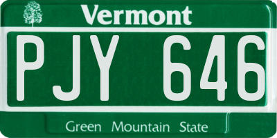 VT license plate PJY646