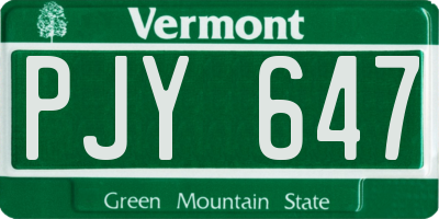 VT license plate PJY647