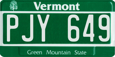 VT license plate PJY649