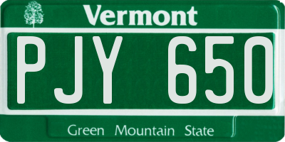 VT license plate PJY650