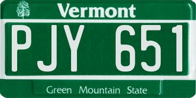 VT license plate PJY651
