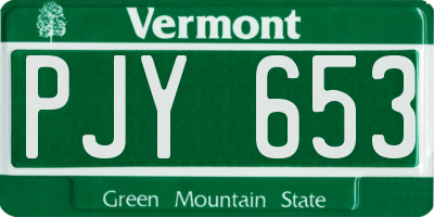 VT license plate PJY653