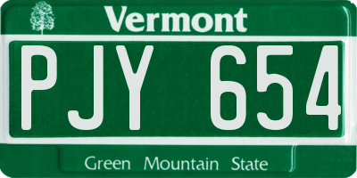 VT license plate PJY654