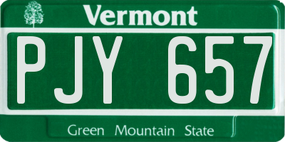 VT license plate PJY657