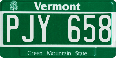 VT license plate PJY658