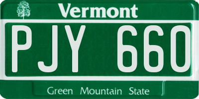 VT license plate PJY660
