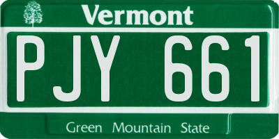 VT license plate PJY661