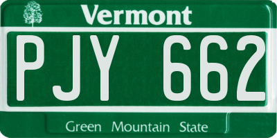 VT license plate PJY662