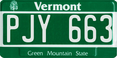 VT license plate PJY663
