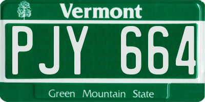 VT license plate PJY664