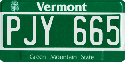 VT license plate PJY665