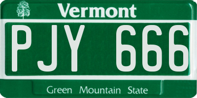 VT license plate PJY666