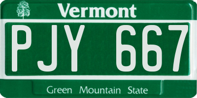 VT license plate PJY667