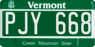 VT license plate PJY668