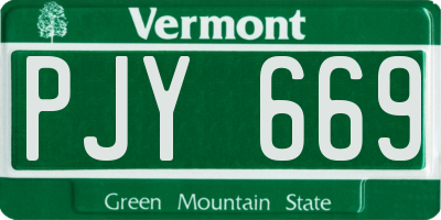 VT license plate PJY669