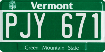 VT license plate PJY671