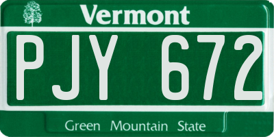 VT license plate PJY672