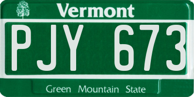 VT license plate PJY673