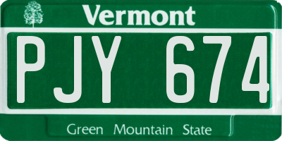 VT license plate PJY674