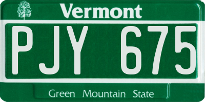 VT license plate PJY675