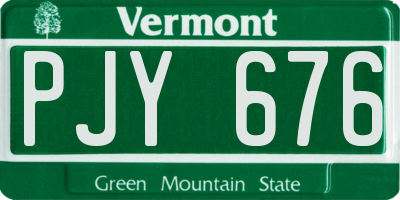 VT license plate PJY676