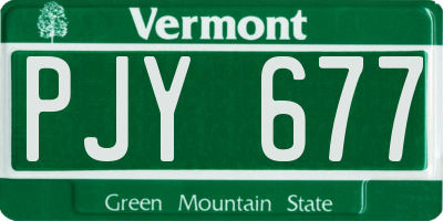 VT license plate PJY677