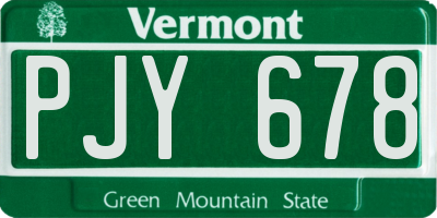 VT license plate PJY678