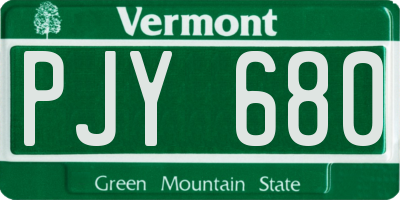 VT license plate PJY680
