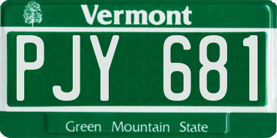 VT license plate PJY681