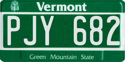 VT license plate PJY682