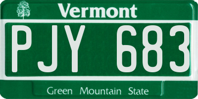 VT license plate PJY683