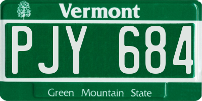 VT license plate PJY684