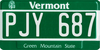 VT license plate PJY687